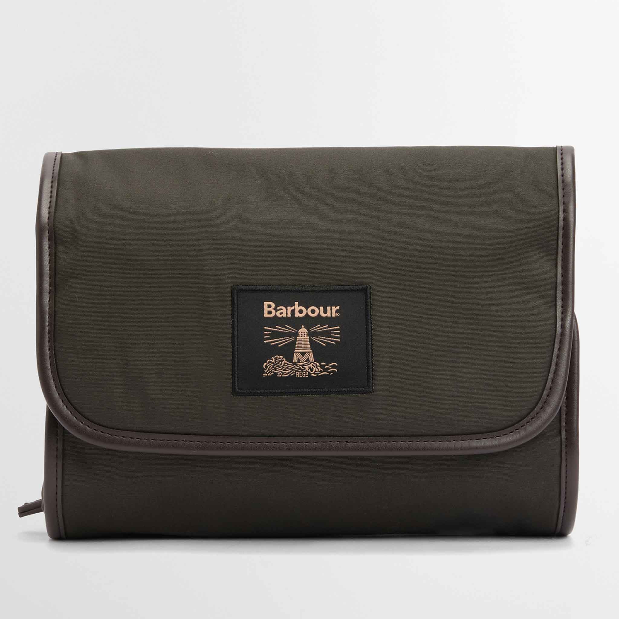 Barbour Waxed Hanging Washbag Olive-Beacon