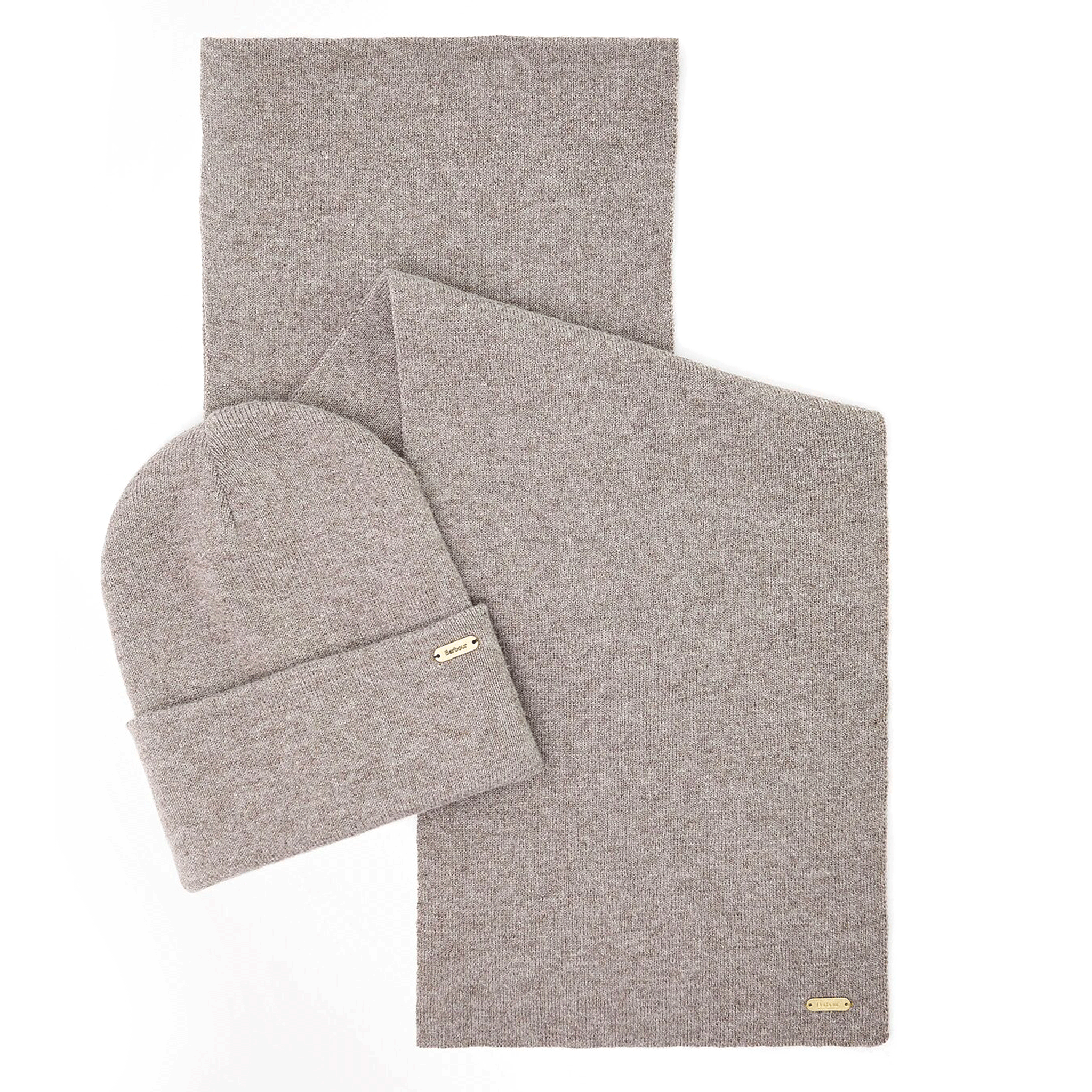 Barbour Wimona Beanie & Scarf Gift Set Taupe