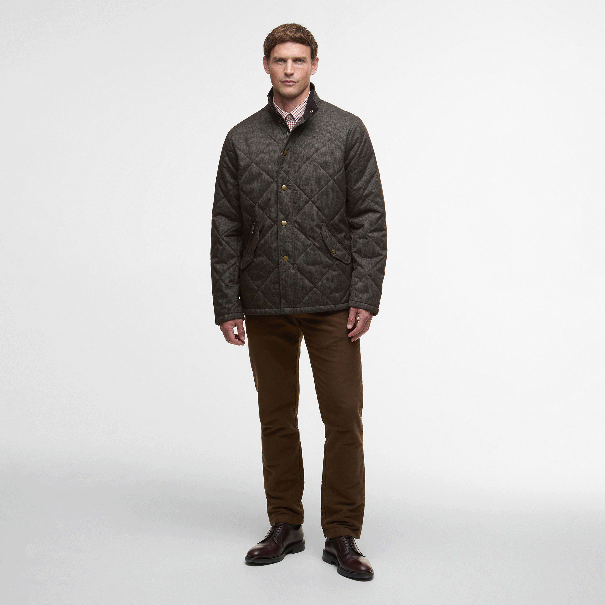 Barbour Winter Shoveler Quilted Jacket Dark Olive Mens