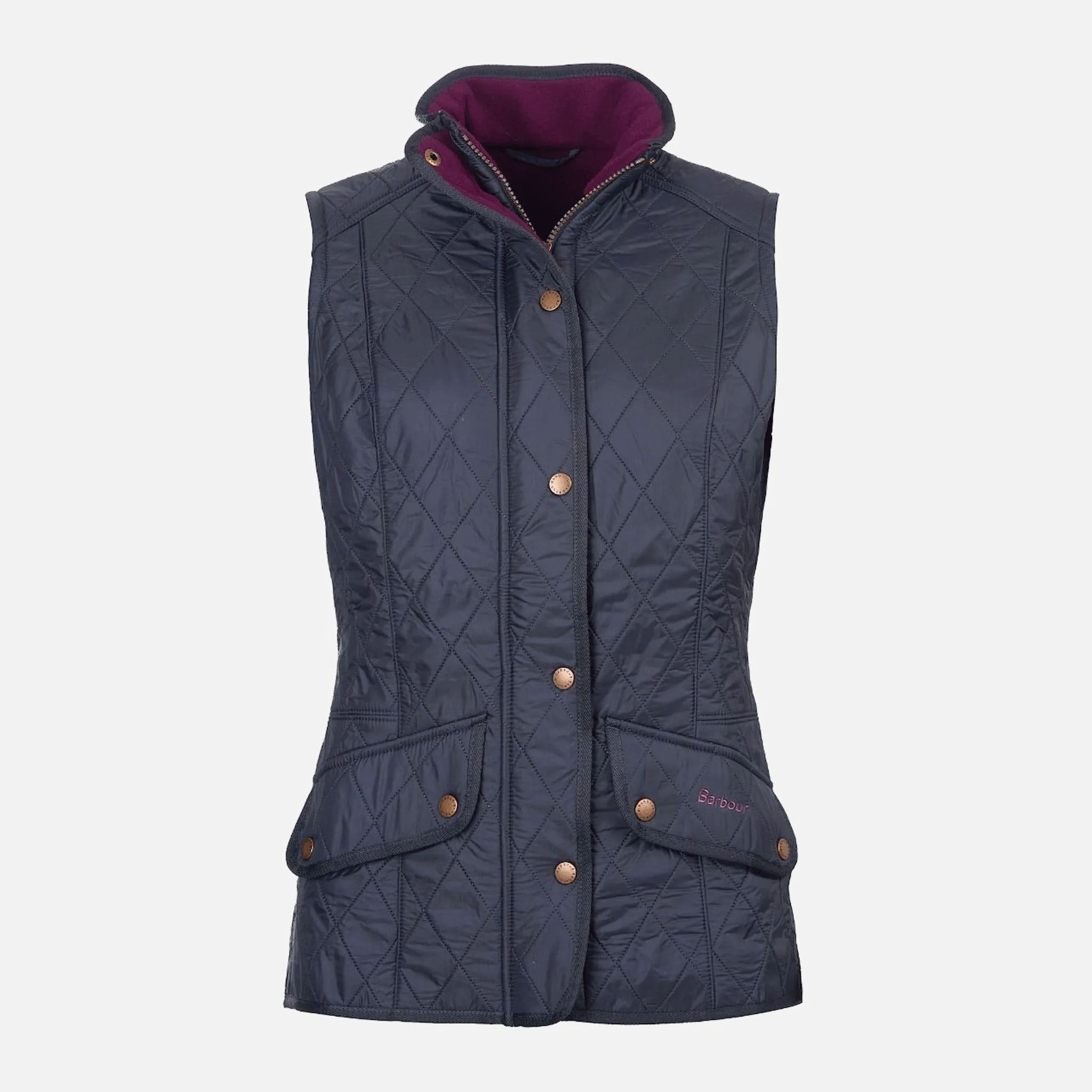Barbour Women’s Cavalry Quilted Fleece-Lined Gilet Navy/Merlot