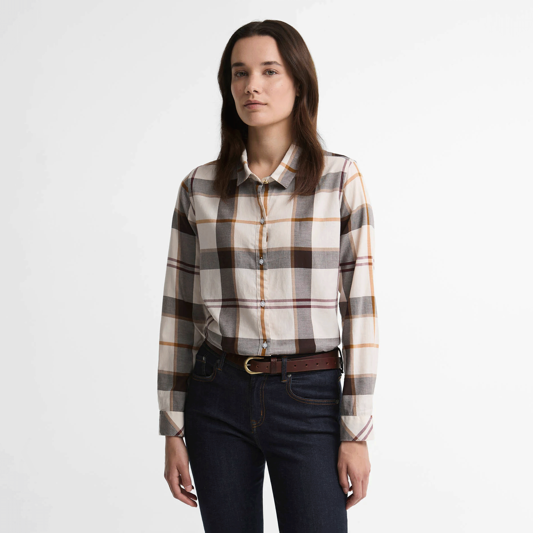 Barbour Women’s Moorland Relaxed Tartan Shirt Ecru Muted Tartan