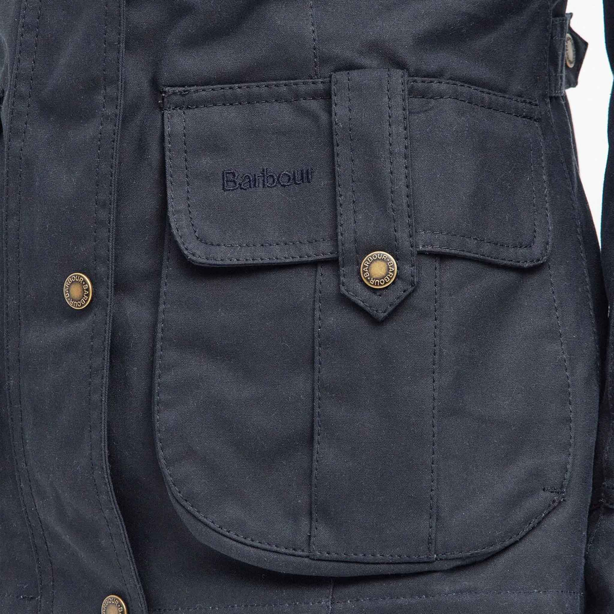 Barbour Winter Defence Waxed Cotton Jacket Navy Classic