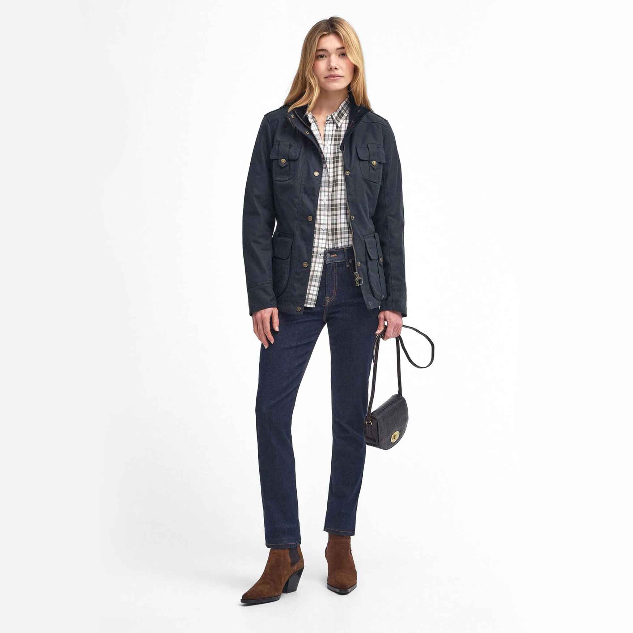 Barbour Winter Defence Waxed Cotton Jacket Navy Classic