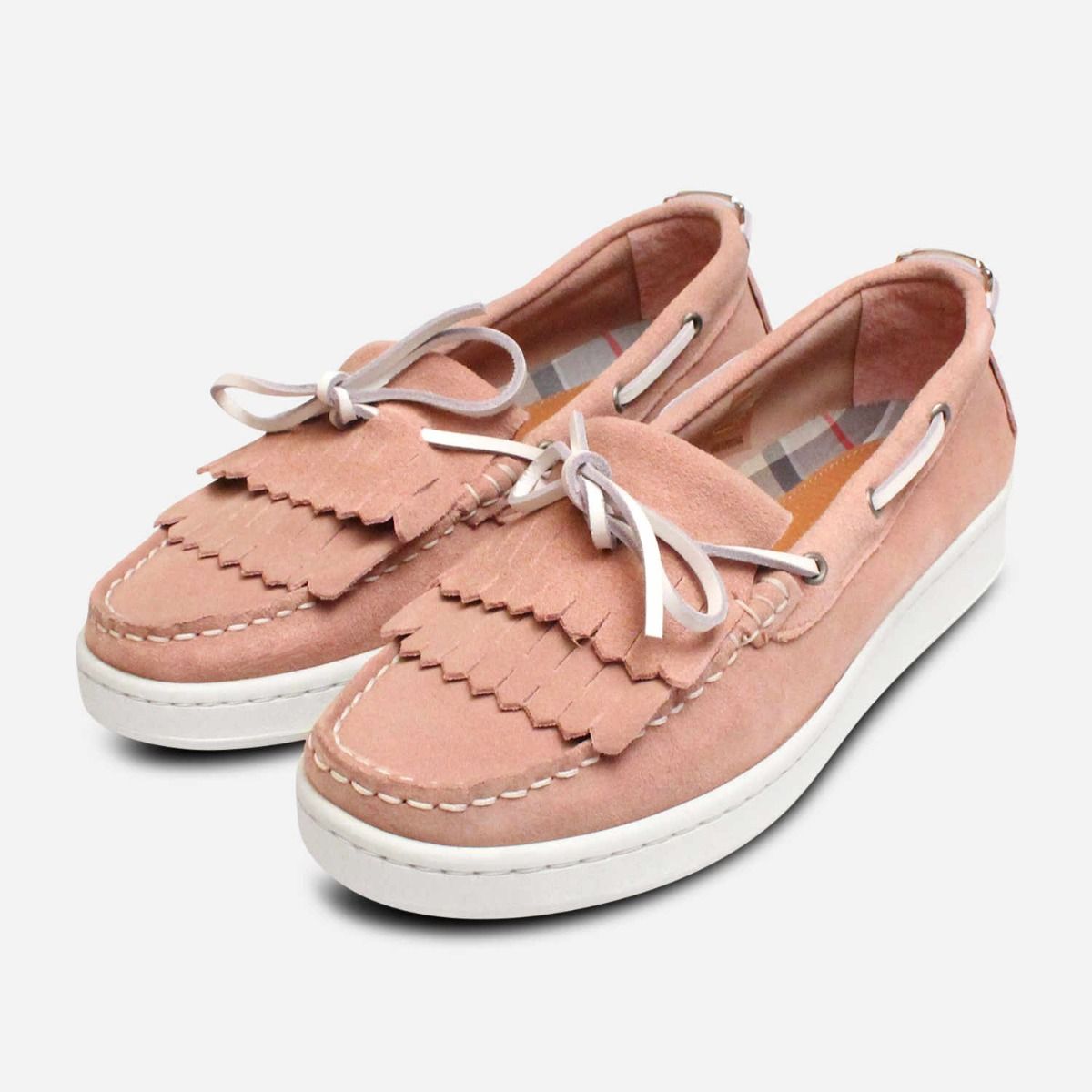 Barbour Klara Ladies Boat Shoes Pink Suede