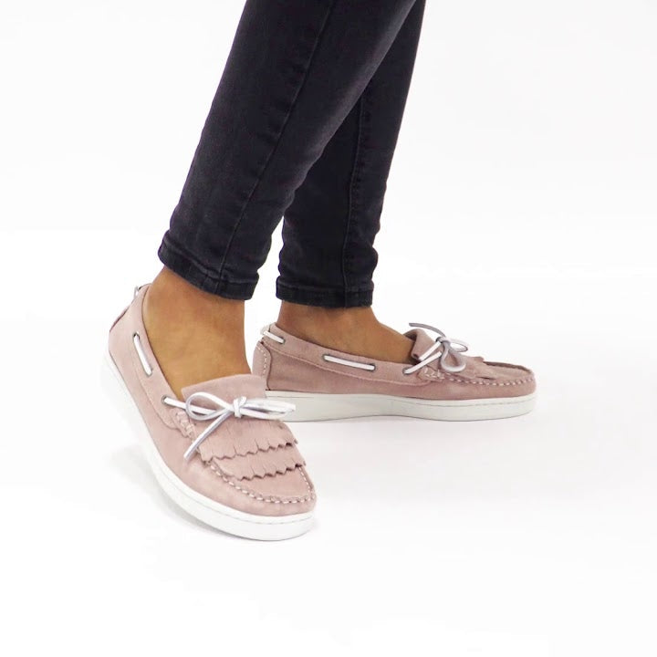 Barbour Klara Ladies Boat Shoes Pink Suede