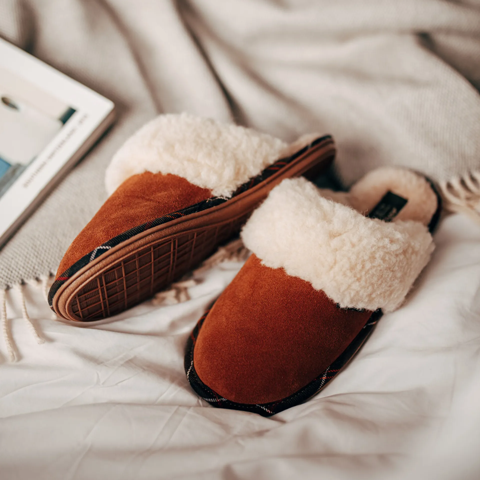 Barbour Lydia Mule Slippers Camel-Suede