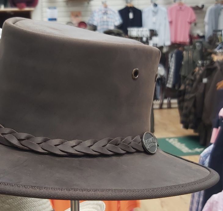 Barmah Foldaway Bronco Full Grain Leather Hat Brown 2