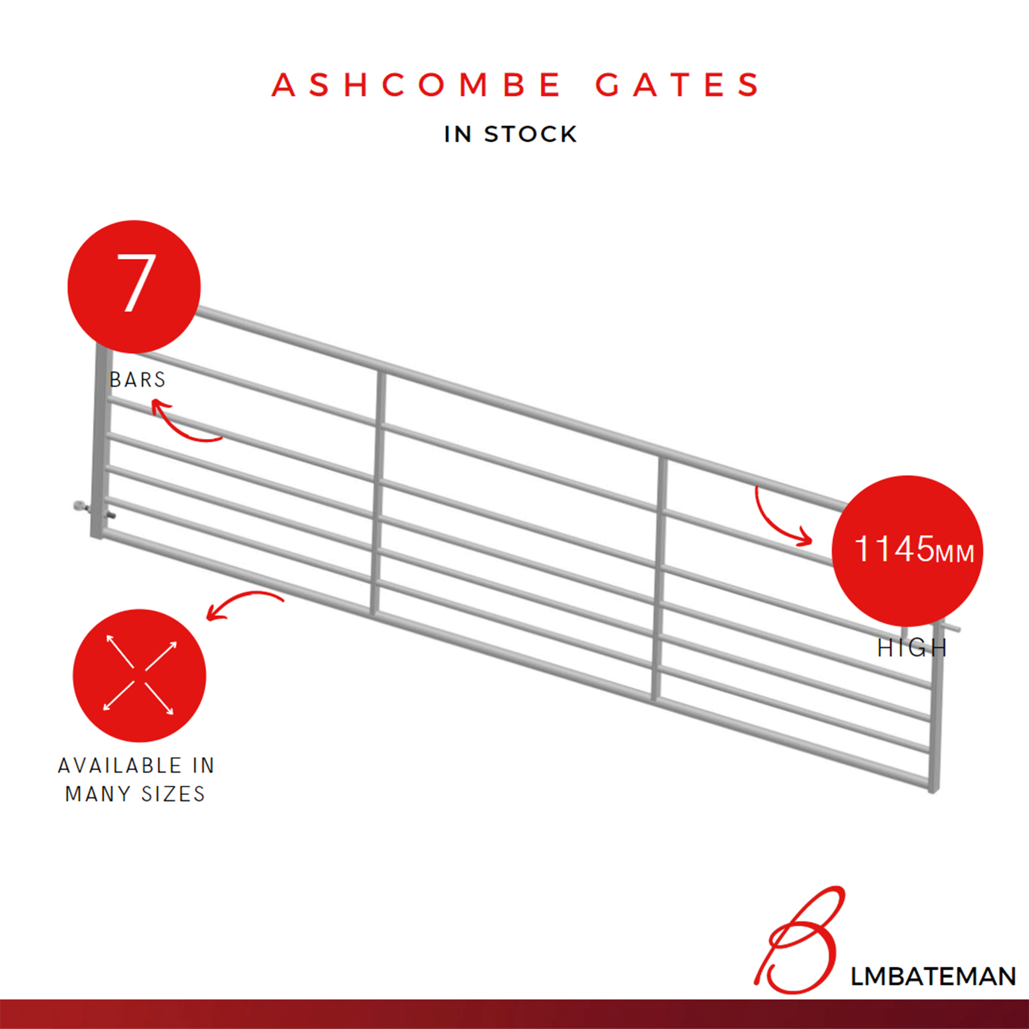 Bateman Ashcombe Galvanised Steel Field Gate