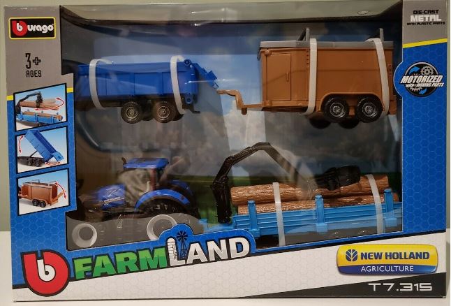 Bburago New Holland T7.315 Tractor & 3 Trailers 1 50 Scale 3