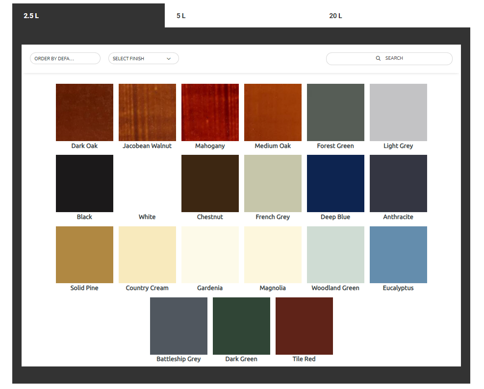 Bedec Barn Paint 2.5L - Colour Chart