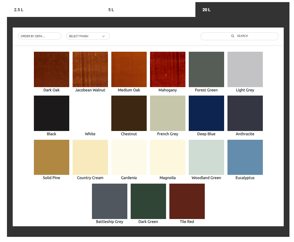 Bedec Barn Paint 20L - Colour Chart
