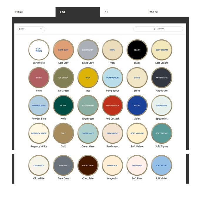 Bedec Multi Surface Paint (MSP) Soft Satin Colour Chart