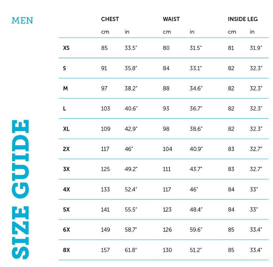 Betacraft Men's Size Guide