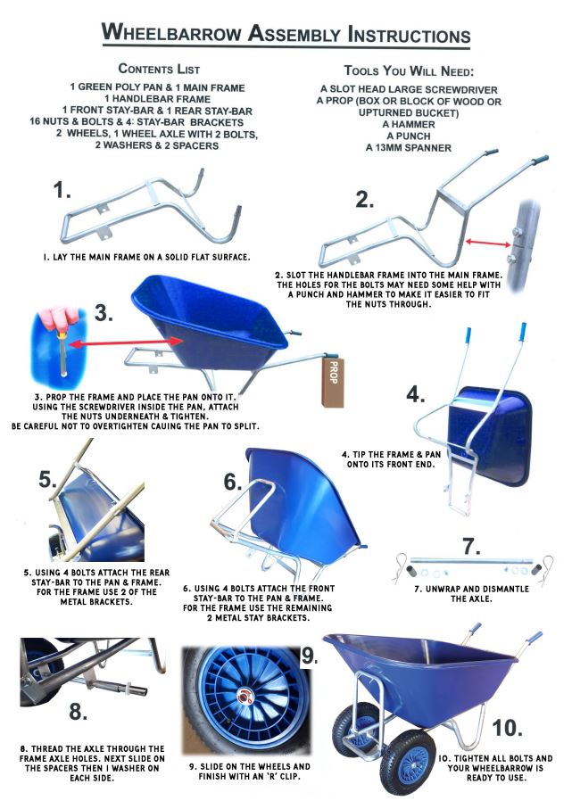 Big Blue Twin Wheelbarrow - Assembly Instructions