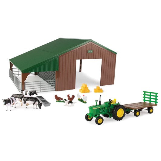 Britains Animal Farm Building Set with John Deere Tractor & Wagon 1.32 Scale 1