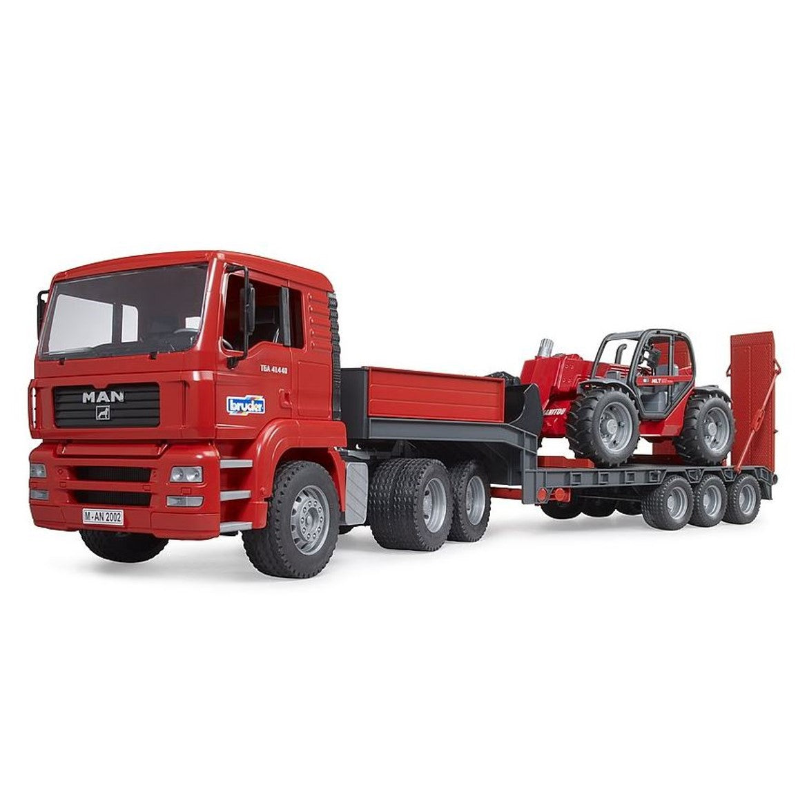 Bruder MAN TGA Truck with Low Loader Trailer & Manitou Telehandler 1.16 Scale 1
