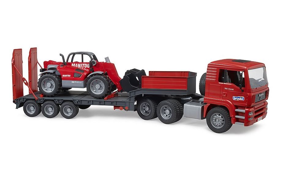 Bruder MAN TGA Truck with Low Loader Trailer & Manitou Telehandler 1.16 Scale 4