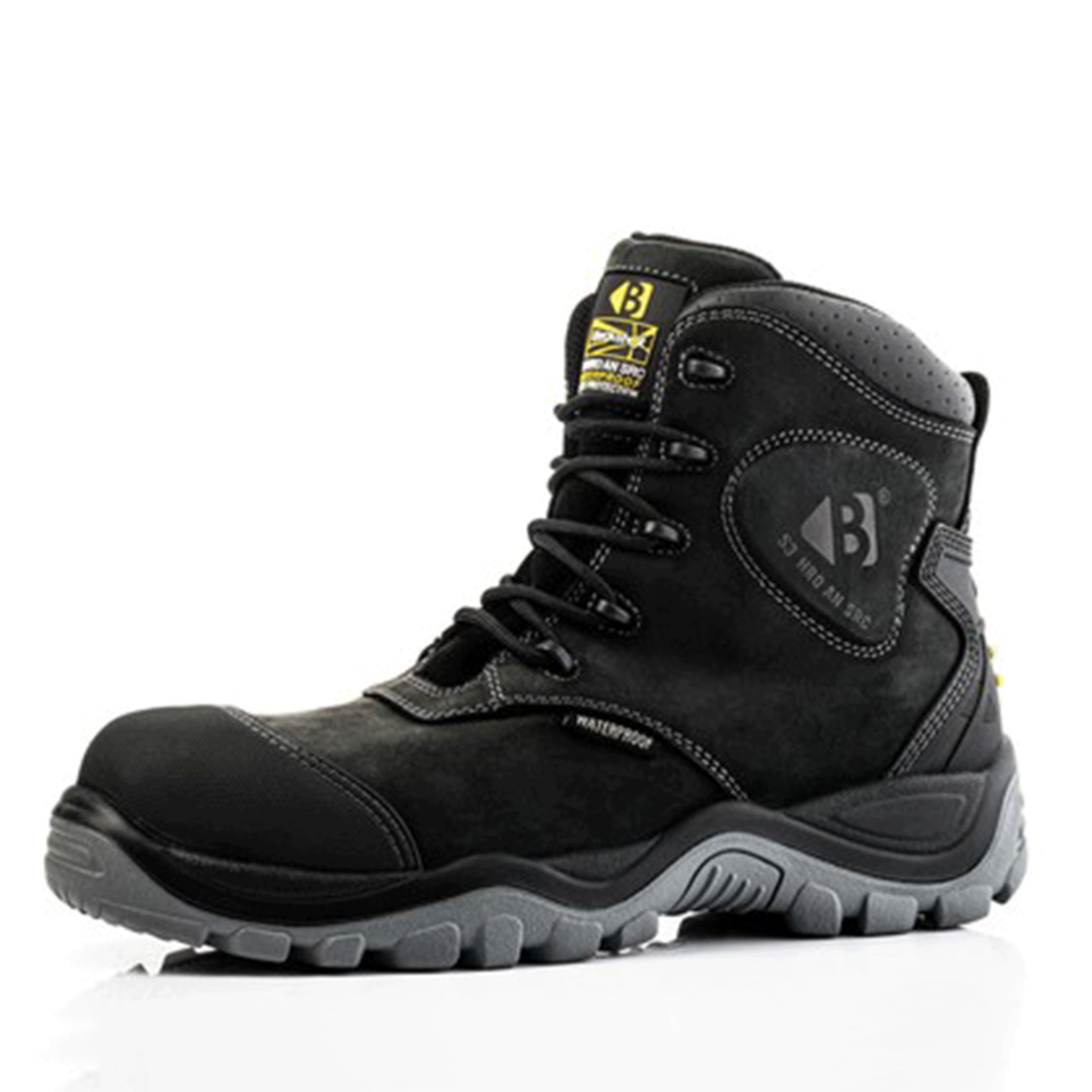 Buckbootz BSH012BK Black Leather Buckshot Lace Safety Boot