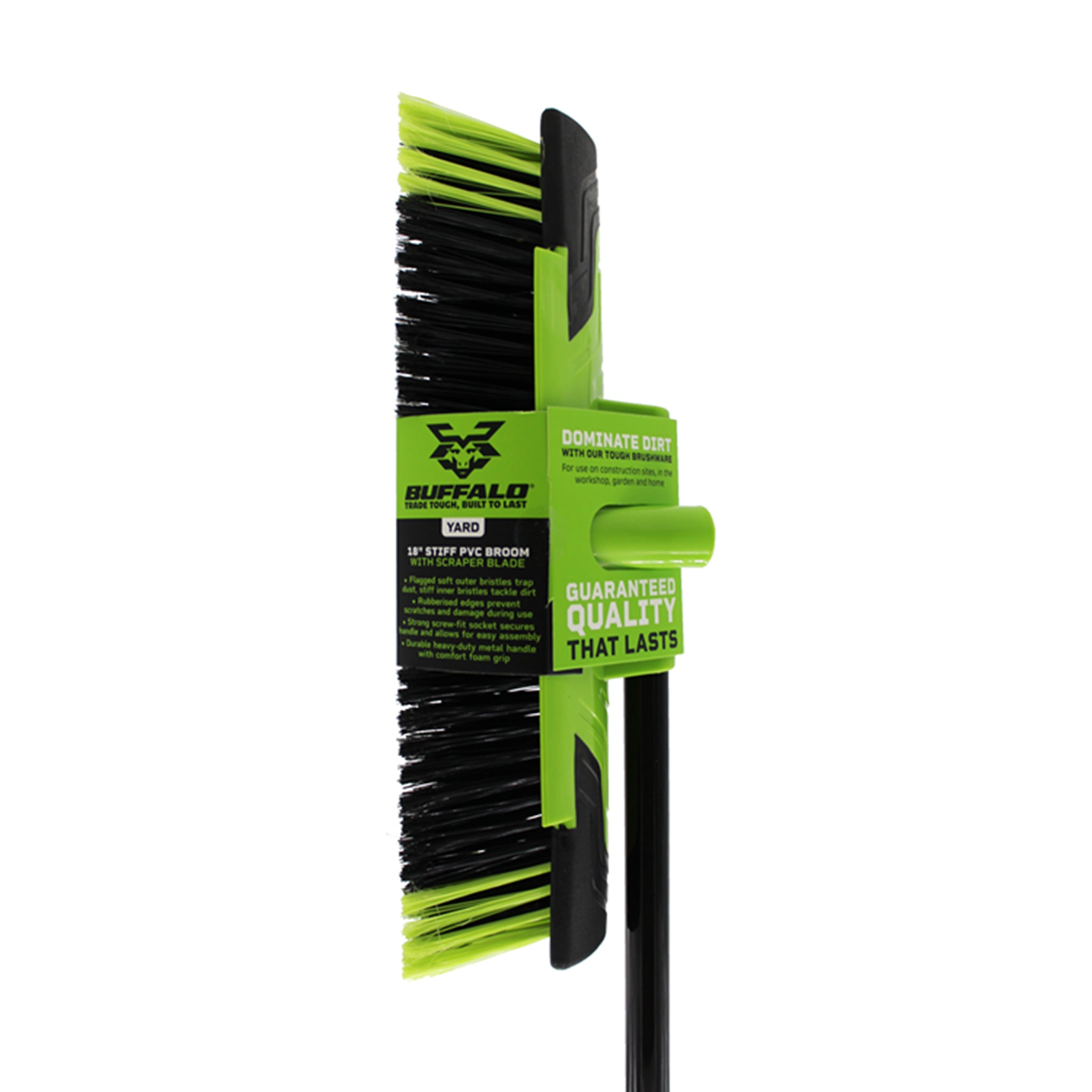 Buffalo 18" Stiff PVC Yard Broom with Scraper Blade & Metal Handle