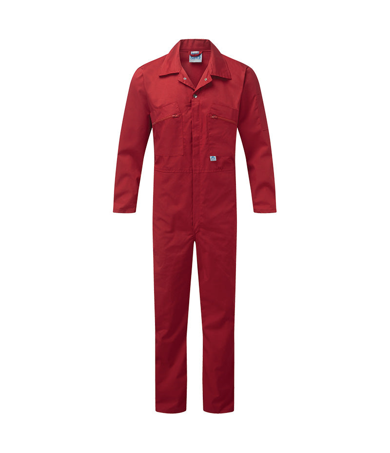 Castle Zip Front Polycotton Coveralls Red