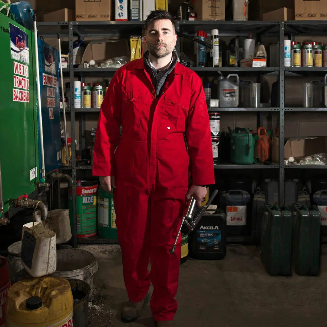 Castle Zip Front Polycotton Coveralls Red