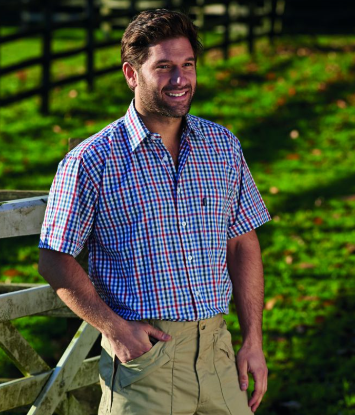 Champion Doncaster Men's Country Check Short Sleeve Shirt Blue 2