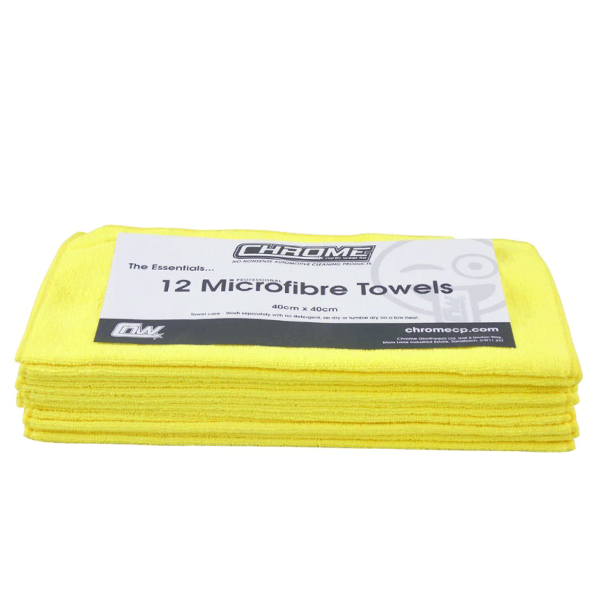 Chrome Microfibre Cloths 12 Pack Yellow