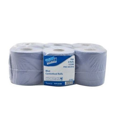 Clean & Clever Jumbo Centre Feed Blue Rolls (6 Pack)