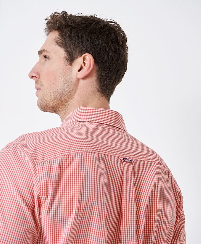 Crew Classic Fit Micro Gingham Shirt Coral-White 3
