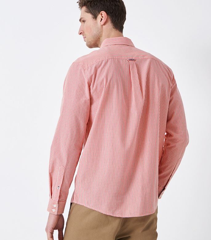 Crew Classic Fit Micro Gingham Shirt Coral-White 4