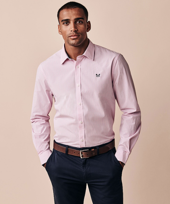 Crew Classic Fit Micro Gingham Shirt Classic Pink 3