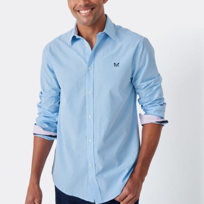 Crew Classic Fit Micro Gingham Shirt Sky 4