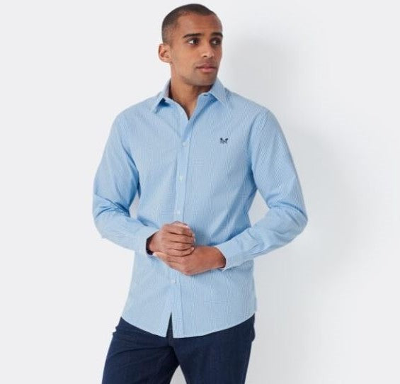 Crew Classic Fit Micro Gingham Shirt Sky 1