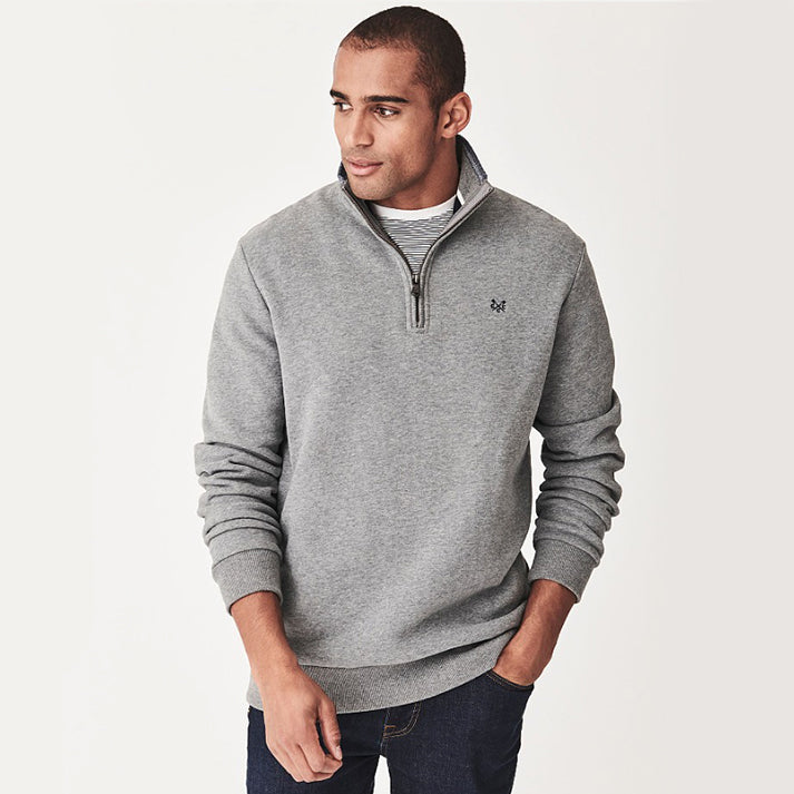Crew Classic Men's Half Zip Sweatshirt Grey Marl 2