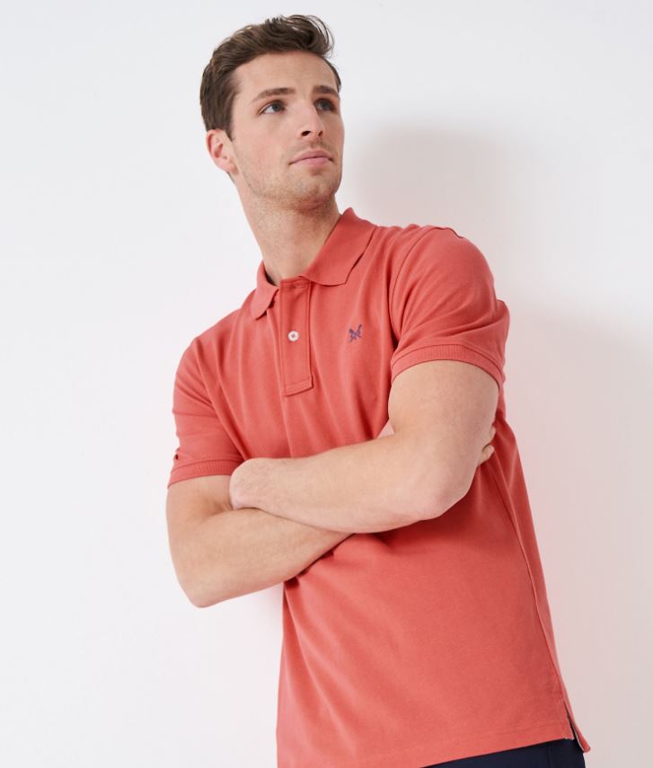 Crew Classic Pique Polo Shirt Spiced Coral 3