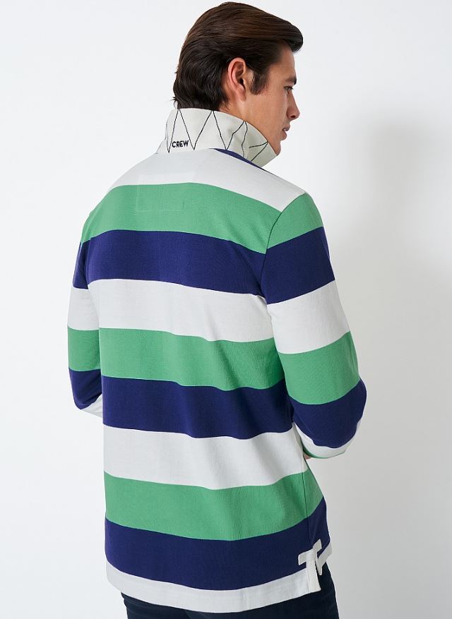 Crew Classic Stripe Rugby Shirt White-Blue-Green 4
