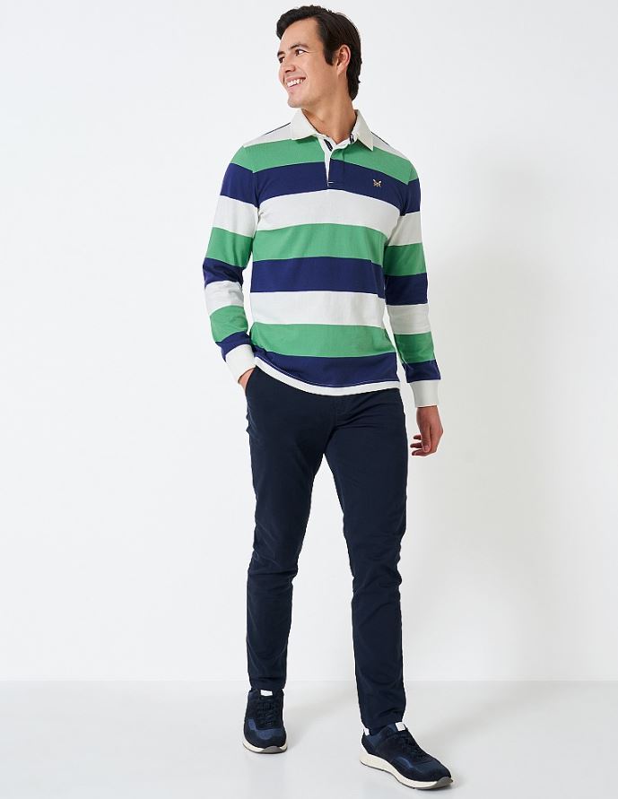 Crew Classic Stripe Rugby Shirt White-Blue-Green 6