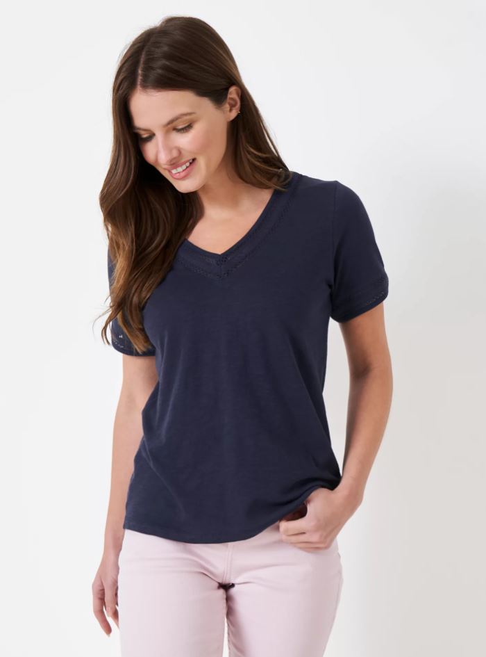 Crew Clothing Lavendar Tee Shirt Dark Navy 2