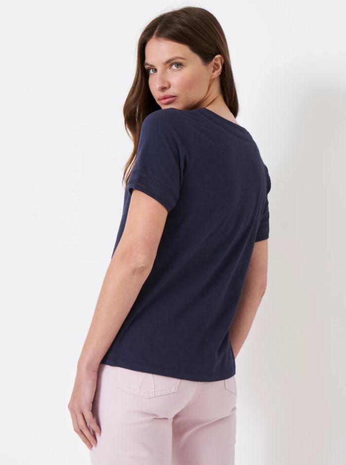 Crew Clothing Lavendar Tee Shirt Dark Navy 3