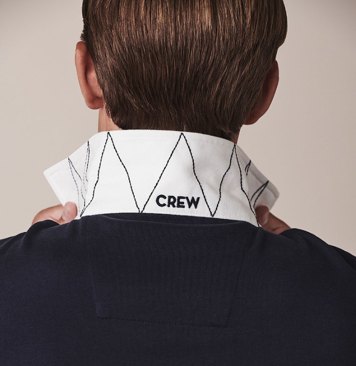 Crew Clothing Long Sleeve Rugby Shirt Dark Navy-White 2