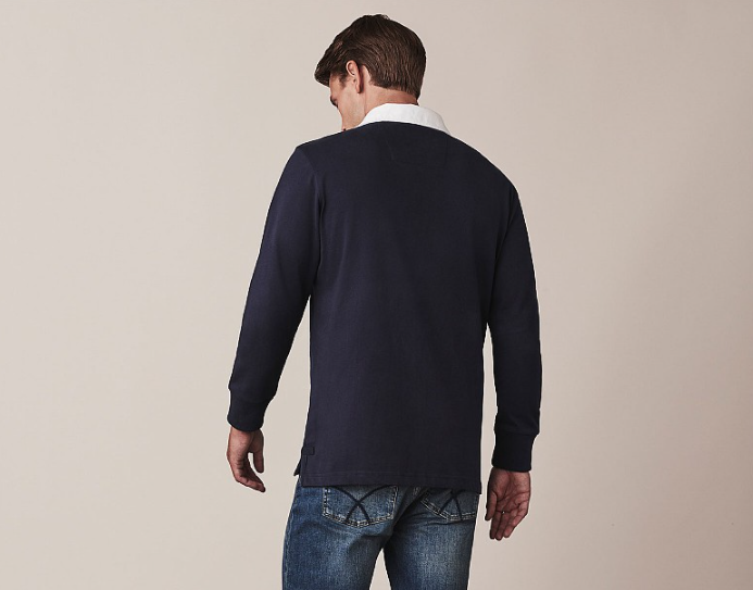 Crew Clothing Long Sleeve Rugby Shirt Dark Navy-White 3