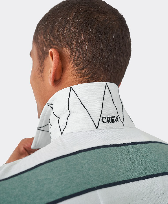 Crew Clothing Sea Foam Rugby Shirt Blue-White-Green Stripe 4