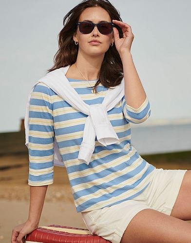 Crew Essential Breton Ladies Top Blue-Multi 4