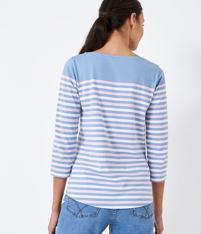Crew Essential Breton Ladies Top White-Blue 2