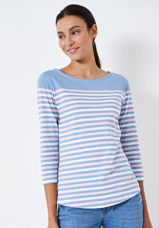Crew Essential Breton Ladies Top White-Blue 3
