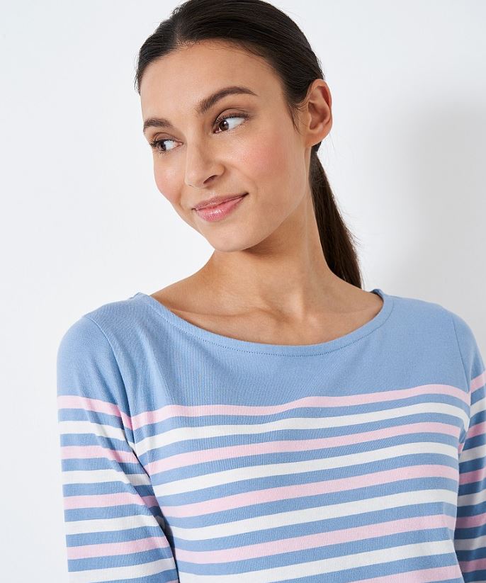 Crew Essential Breton Ladies Top White-Blue 4