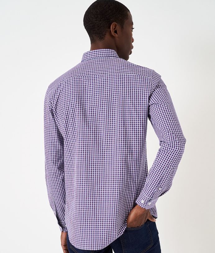 Crew Jasper Washed Poplin Check Shirt White-Navy-Red 3