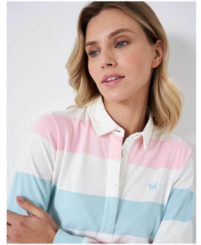 Crew Ladies Classic Rugby Shirt Pink-Blue 4