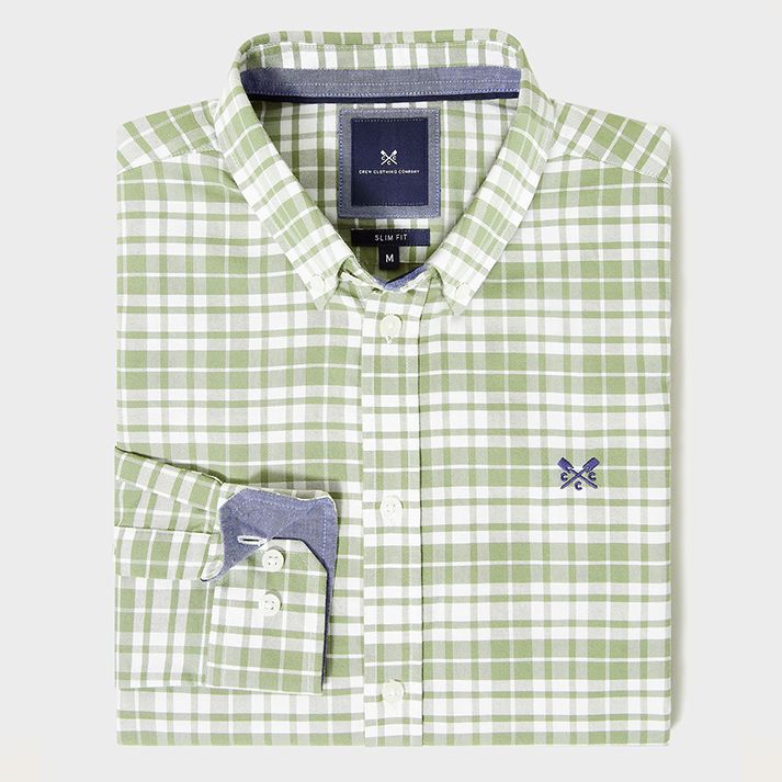 Crew Men's Georgie Oxford Check Shirt Artichoke-White 1