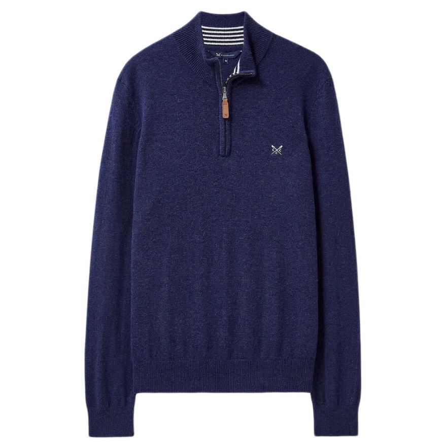Crew Men's Merino Cashmere Half Zip Jumper Navy Marl 1